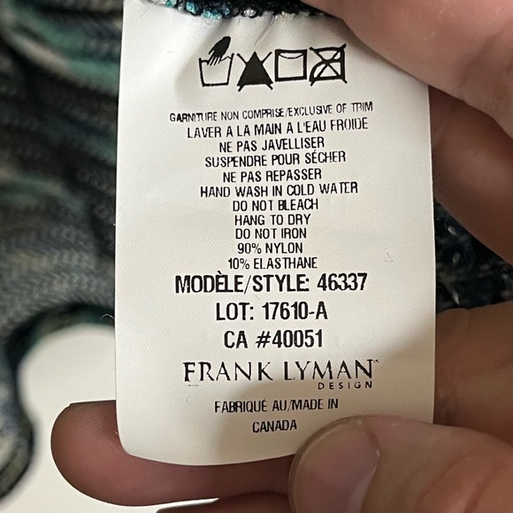 Frank Lyman Design Women’s Sz 14 Tropical Stretch Nylon Open Front Cardigan - Picture 4 of 5